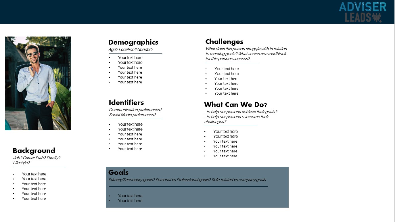 Financial services buyer personas template